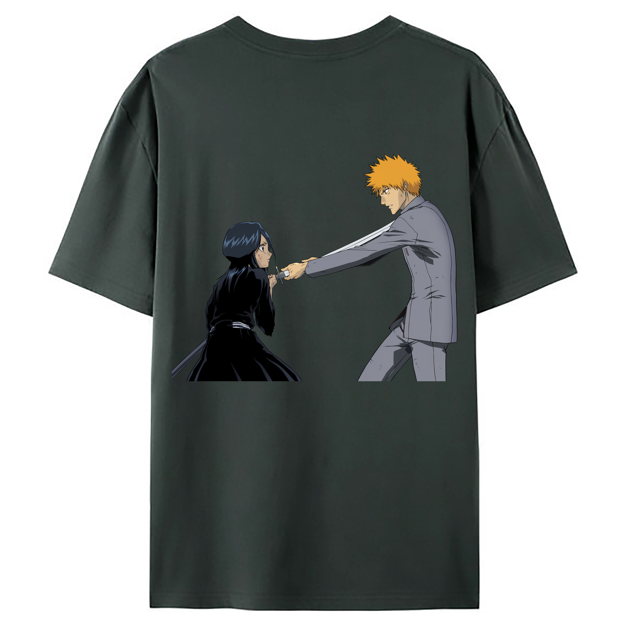 （画像用） ブリーチ 朽木ルキア BLEACH Kuchiki Rukia 綿100％ メンズ半袖Tシャツ（バックプリント） 通気性